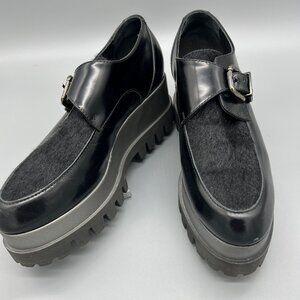 Marco Moreo Italian leather platform loafer shoes sz 40 with buckle